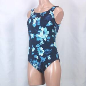 U9297*17LL большой размер редкость редкий купальный костюм One-piece shu Lee n женский цветочный принт темно-синий бледно-голубой плавание плавание Pooh рубин chi море 