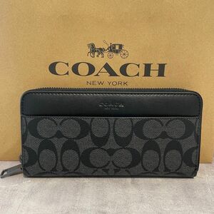 新品　COACH 長財布　コーチ　長財布　レディース メンズ シグネチャー ブラック