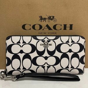 新品 COACH長財布 コーチ レディース メンズ シグネチャー ホワイト