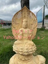 仏教美術 精密彫刻 仏像 手彫り 極上品 文殊菩薩座像　普賢菩薩座像　 高さ約36cm_画像5