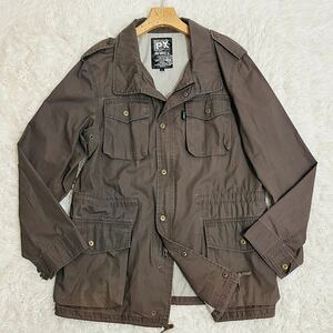  super rare XL Avirex military jacket blouson double Zip Logo shirt outer cotton cotton spring autumn men's LL khaki AVIREX