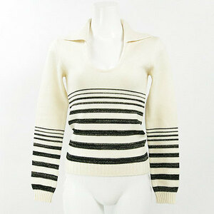  Paola Frani PAOLA FRANI off white black lame go in collar attaching knitted 40