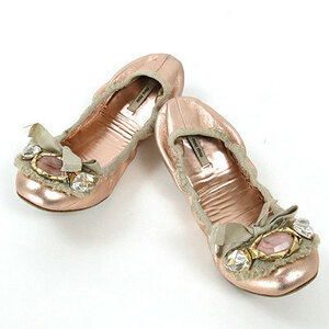  MiuMiu miumiu metallic pink shoes 35