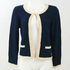  Rope ROPE navy blue beige knitted cardigan M