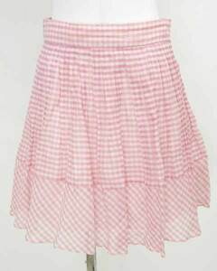  Jill Stuart pink check silk . pleated skirt M