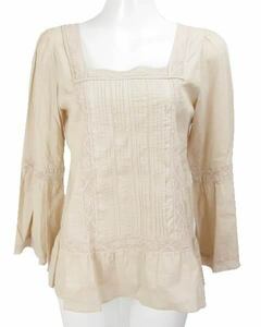  Vert Dense Vert Dense beige pull over blouse L