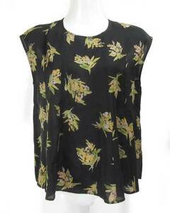  Ships SHIPS black floral print North li tops 