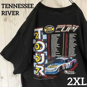 メキシコ製古着　TENNESSEE　RIVER　テネシーリバー　半袖Tシャツ　ビック2XLサイズ　カーレース　老舗USAブランド　メモリアル記念