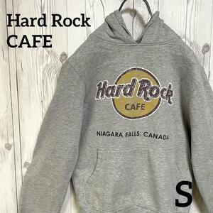 Hard Rock CAFE　ハードロックカフェ　スウェットフーディパーカー レディース Sサイズ ビックプリント　トレナー　古着　グレー