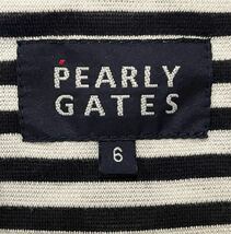 大きいサイズ！ PEARLY GATES パーリーゲイツ ワッペン 吸汗速乾 シャツ風 半袖ポロシャツ ストライプ ネイビー 6サイズ 送料込 新規×_画像6