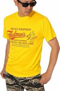 新品タグ付き TEDMAN テッドマン DEVIL'S EQUIPMENT 半袖 ドライTシャツ 吸汗速乾 イエロー Lサイズ アメカジ 送料込 新規×