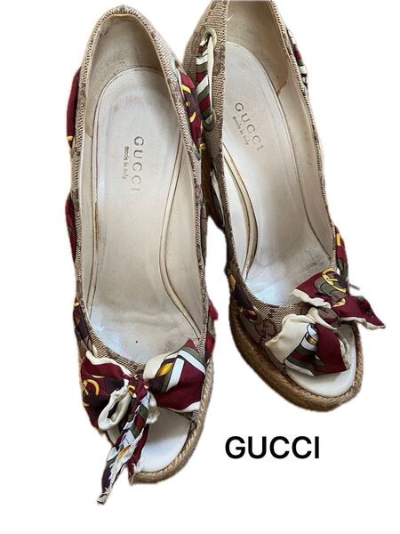 GUCCI グッチ 靴 サンダル GGキャンバス ウエッジソール 総柄 サイズ35