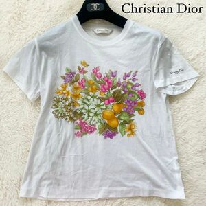 　美品　クリスチャンディオール　ChristianDior 花柄　フルーツ柄　Tシャツ 白 カットソー