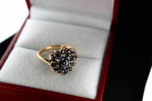 極上 英国 ビンテージ ゴールド リング 指輪 レディース 天然 コランダム サファイヤ 9ct 9カラット 純金率 宝石 ジュエリー 375 J63