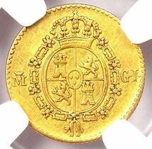 金貨 アンティーク 1817年 スペイン 1/2 エクスード 鑑定保証品 鑑定品 世界8枚のみ アンティークコイン NGC ゴールド コイン_画像2