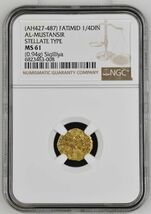 金貨 アンティーク 1036年-1094年 北アフリカ ファーティマ朝 MS61 鑑定保証品 世界2枚のみ アンティークコイン NGC ゴールド コイン_画像1