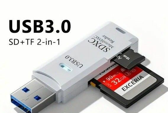 高速 USB3.0 カードリーダー - 2-in-1 SD/TF 互換性 - 耐久性とコンパクトさでデータアクセスが簡単
