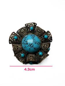 [ prompt decision ]# old era thing turquoise brooch bachi. decoration silver accessory woman fashion old .. old tool Vintage retro 