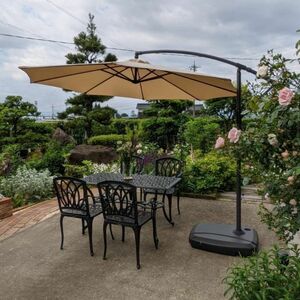  beige hanging parasol 3m base set -ply stone attaching Cafe manner sunshade shade garden parasol UV cut UV resistance BD940