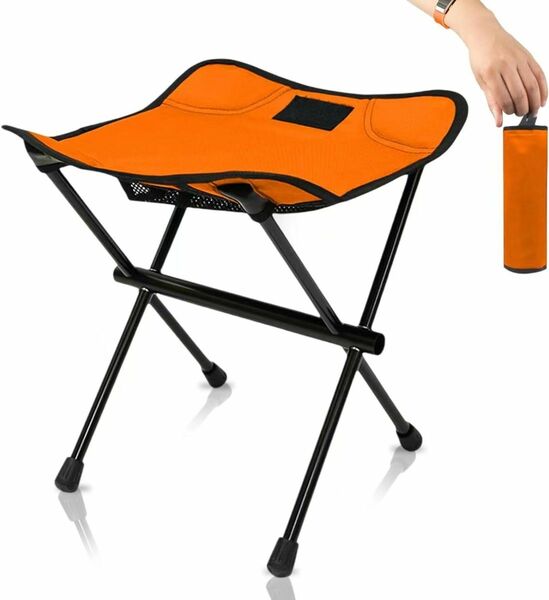 HADUKI アウトドアチェア 折りたたみ 椅子 キャンプイス 3way使用 コンパクト 耐荷重100kg アルミ オレンジ