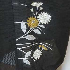 着物リメイク チュニックワンピース ポケット付 八分袖 ココナツボタン 絽 留袖 M〜Lサイズ U026の画像8
