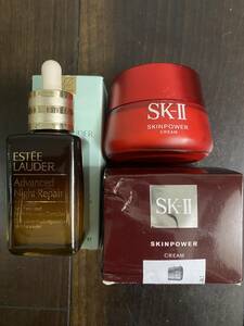 1円〜【2本セット】エスティローダー アドバンス 50ml + SK-II SK2 スキンパワー クリーム 80g 並行輸入