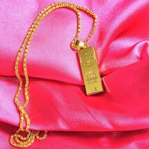 未鑑定品 メンズ レディース ネックレス インゴット 総重量20.5g 鍍金 necklace Gold 18k Gold Plated チェーンネックレス_画像3