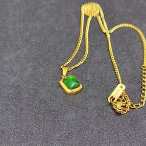 Emerald 18k Gold Plated レディース ネックレス 18K 印字あり k18 金 エメラルドの画像4