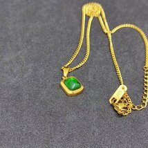 Emerald 18k Gold Plated レディース ネックレス 18K 印字あり k18 金 エメラルド_画像4