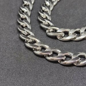Silver Necklace platinum chain 50cm 11mm silver [. gold ] necklace silver necklace flat men's lady's combined use 