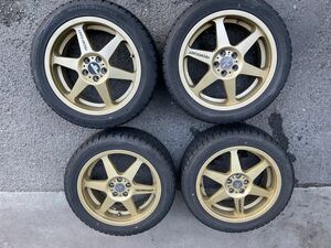 Dunlop 215/50R17 ＆ TECNOCAST ゴールドWheelsset 17×7J +48 PCD 100 5穴 Subaru レガシー・Impreza・Prius　Used item