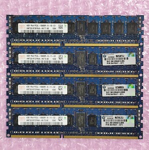 【動作確認済み】SK Hynix DDR3-1333 計16GB (4GB×4枚セット) PC3L-10600R ECC Registered RIMM メモリ