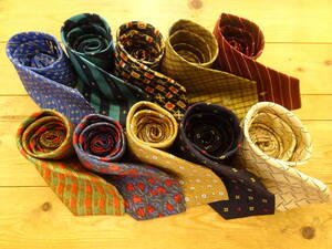 *1 jpy start * Hermes BURBERRY Celine Yves Saint-Laurent brand necktie together 10 pcs set gentleman necktie 065M-54