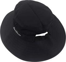 日よけ帽 UVカット ポニーテール サファリハット つば広 折りたたみ ブラック SHJ_画像2