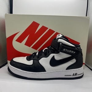  NIKE 22ss STUSSY AIR FORCE 1 MID 28.5cm Light Bone Black DJ7840-002 ナイキ ステューシー エアフォースワンミッド スニーカー