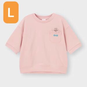 新品 おぱんちゅウサギ GU Tシャツ ピンク 胸ポケット LライトスウェットT 5分袖