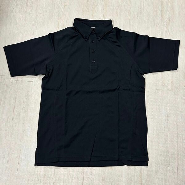 新品 メッシュ 半袖シャツ ポロシャツ ボタンダウン 黒 ブラック S メンズ 定価3700円