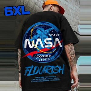 オーバーサイズ　6XL ブラック　宇宙　NASA Tシャツ バックプリント　ゆったり　大きめ　メンズ　