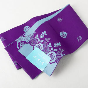 [ hanhaba obi ]NO.3699( rose * purple light blue )..-. yukata obi hakama under obi single . obi long made in Japan 