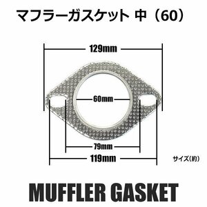 送料0円 マフラーガスケット 2枚セット サイズ60 楕円タイプ 汎用タイプ 車 耐熱 接合性 密着性 排気漏れ 修理 ワンオフ 加工 流用 補修