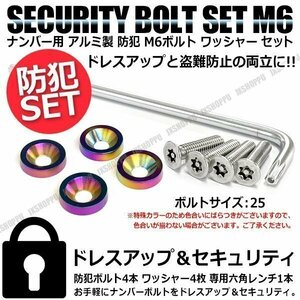 送料0円 盗難防止 ナンバーボルト 4本セット [カラフル] [25] ステンレス トルクスネジ カラー アルミ ワッシャー ナンバープレート ボルト