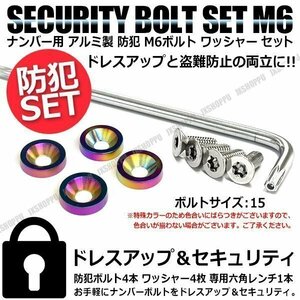 送料0円 盗難防止 ナンバーボルト 4本セット [カラフル] [15] ステンレス トルクスネジ カラー アルミ ワッシャー ナンバープレート ボルト