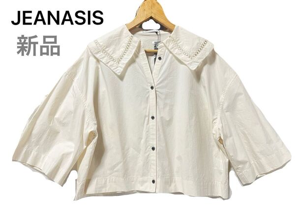 大幅お値下げ【新品】JEANASISジーナシス カットワークカラーショートブラウス