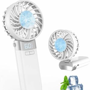 携帯扇風機 【2024夏新設計・接触冷感 急速冷却・折り畳み】 LEDディスプレイ表示 