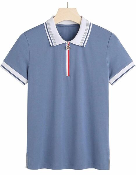 ポロシャツ 夏服 レディース 無地 ゴルフシャツ ジップアップ polo tシャツ