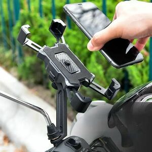 バイク オートバイ スクーター スマートフォン フォルダー 携帯電話 スマホホルダー ワンタッチ装着 ミラー取付けアタッチメント付