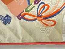 ys6983273; 檜扇に古典柄模様織出し袋帯（材料）【アンティーク】【着】_画像9