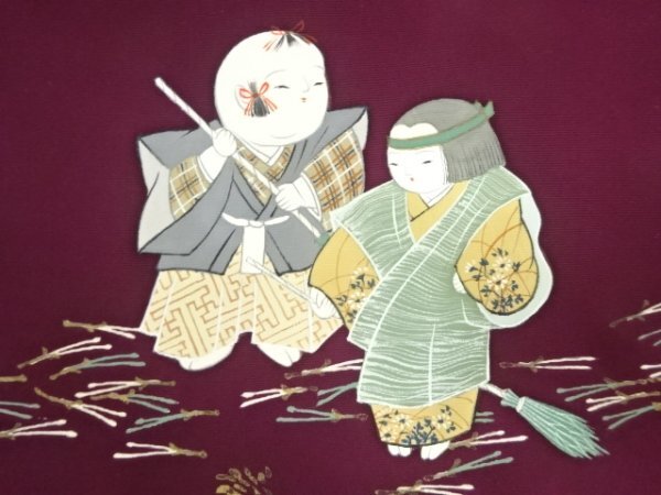 ys6984101; Shiose hand-painted Gosho doll Takasago pattern Nagoya obi [antique] [wear], Women's kimono, kimono, antique, Remake materials
