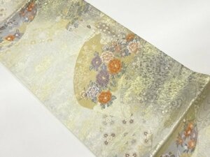 ys6986952; 絵巻物に花鳥模様織出し袋帯【着】