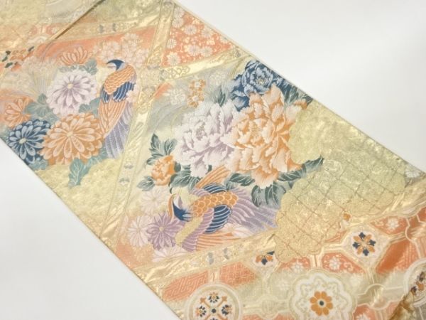 ys6987213; 九百錦天井花鳥文織出し袋帯【リサイクル】【着】